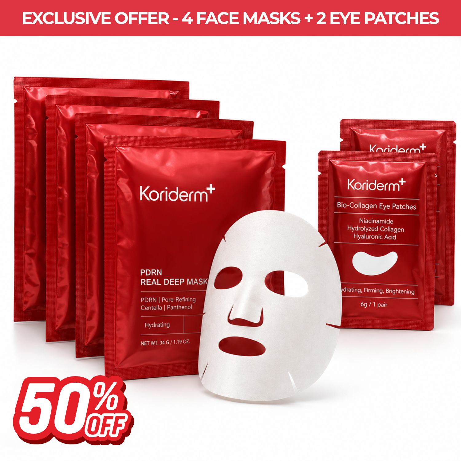 PDRN - 4 Deep Masks + 2 Eye Patches – Koriderm